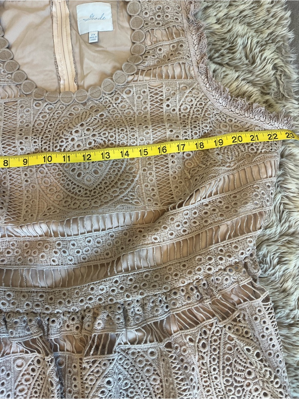 ModCloth Geode Crochet Midi Dress in Soft Beige 2X EUC - Picture 5 of 6
